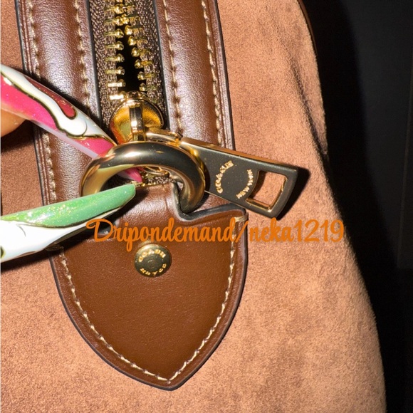 Coach Rowan Large Satchel Bag in Suede - Picture 7 of 15